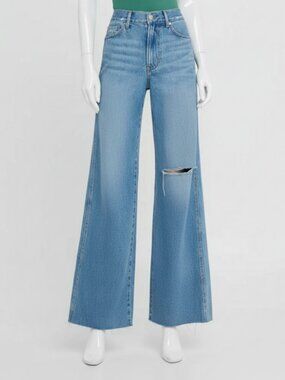 Veronica Beard Blue Kasey Mid-Rise Wide-Leg Jeans Size 27
